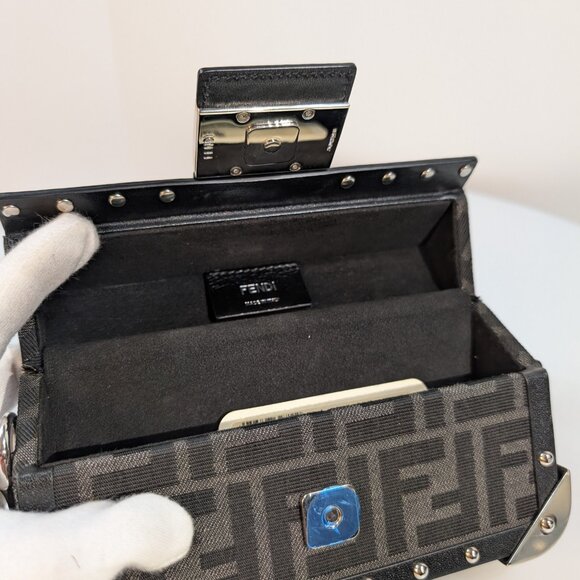 Fendi Black Baguette Trunk Mini in FF Jacquard Canvas with Upgraded Strap - Picture 11 of 16